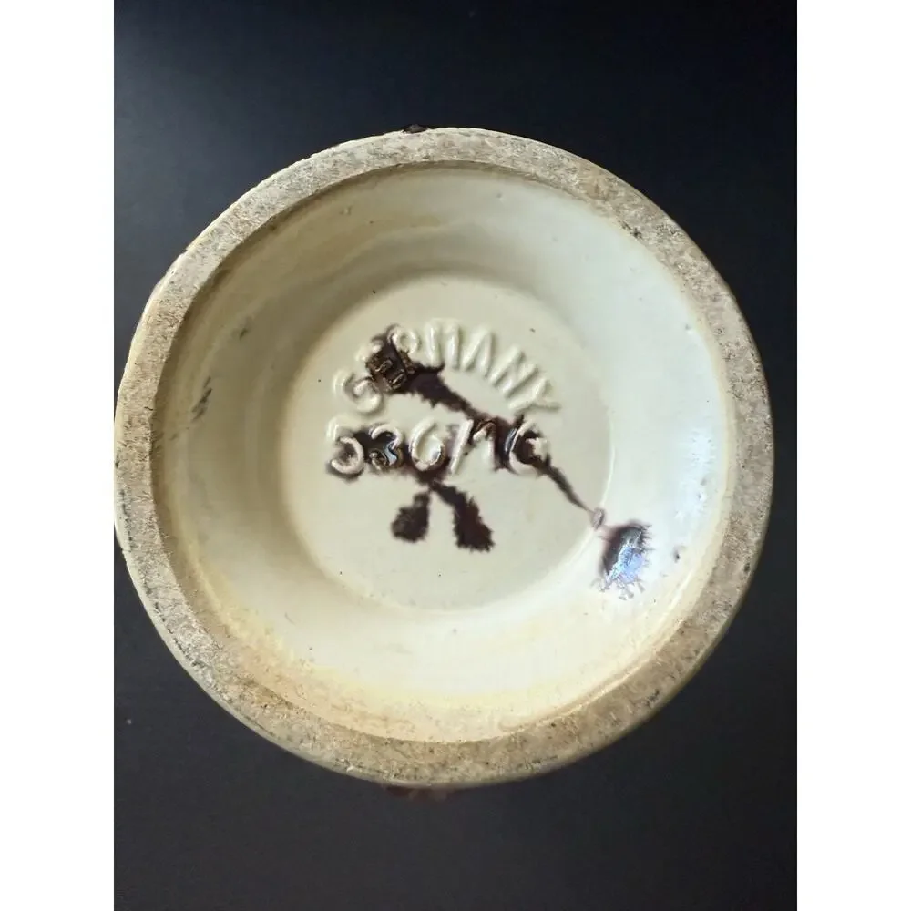 Vintage JASBA KERAMIK German Pottery Vase 1930s Drip Glaze Brown Handcrafted